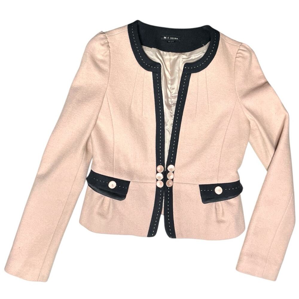 Vintage M I ssion Pastel Pink Wool Blazer Small - Picture 2 of 12